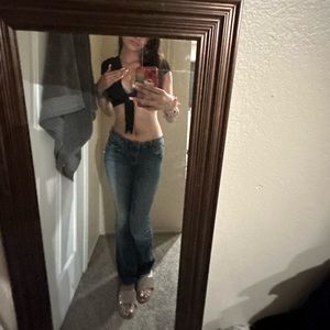 flared low rise blue jeans💙